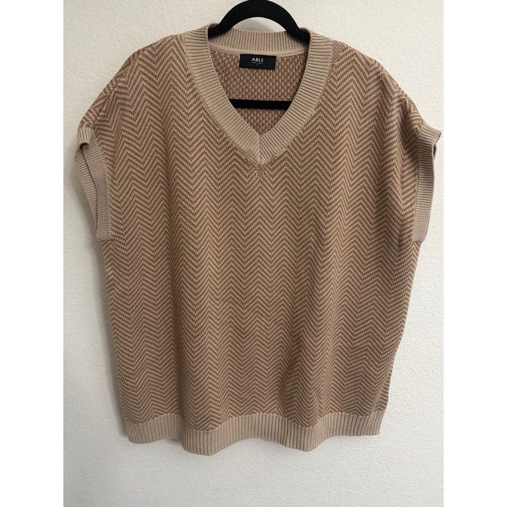 Able Tan Chevron Knit Vest